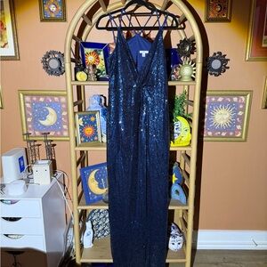 Halston Heritage Midnight Blue Sequin Dress